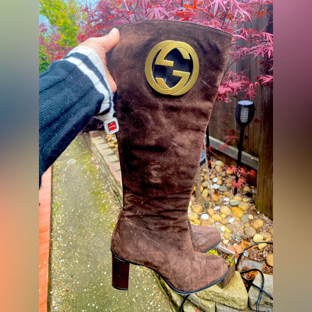 Gucci Women's Brown Suede Knee-High Boots
